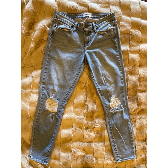 Paige Verdugo Crop Light Wash Distressed Jeans Size 29 - Picture 2 of 8